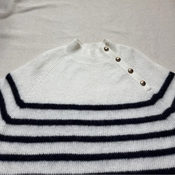 Sezane Trudy Mohair Coastal Striped Mock Neck Sweater XXXL - Picture 4 of 7